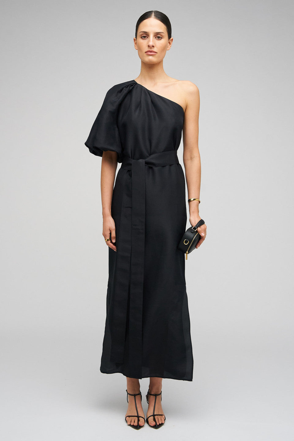 ONE SHOULDER DRESS - BLACK