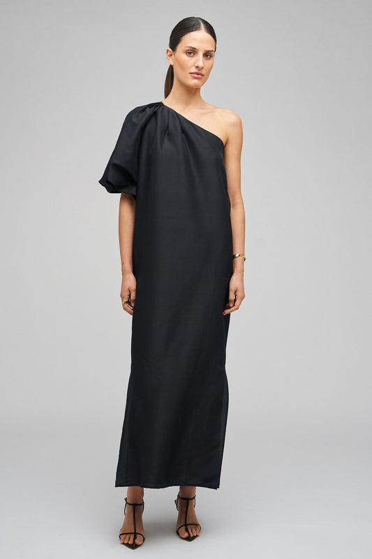 ONE SHOULDER DRESS - BLACK