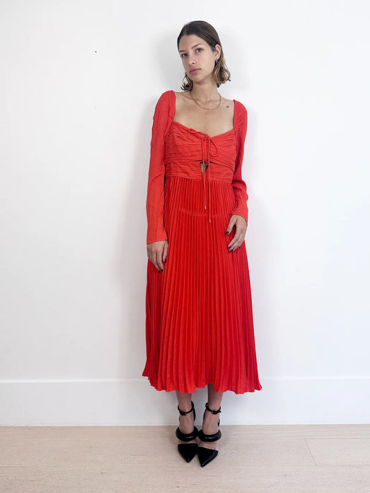 Self Portrait - Crepe Red Midi Dress