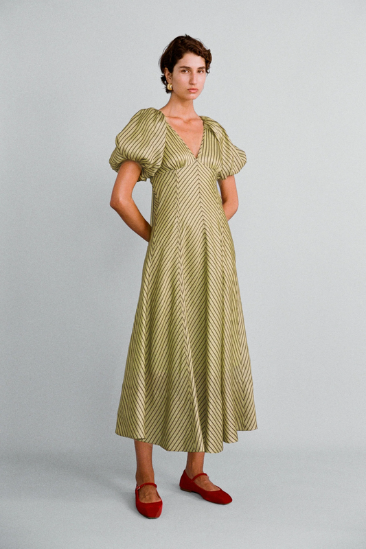 Tess Dress Silk/Linen Native Stripe