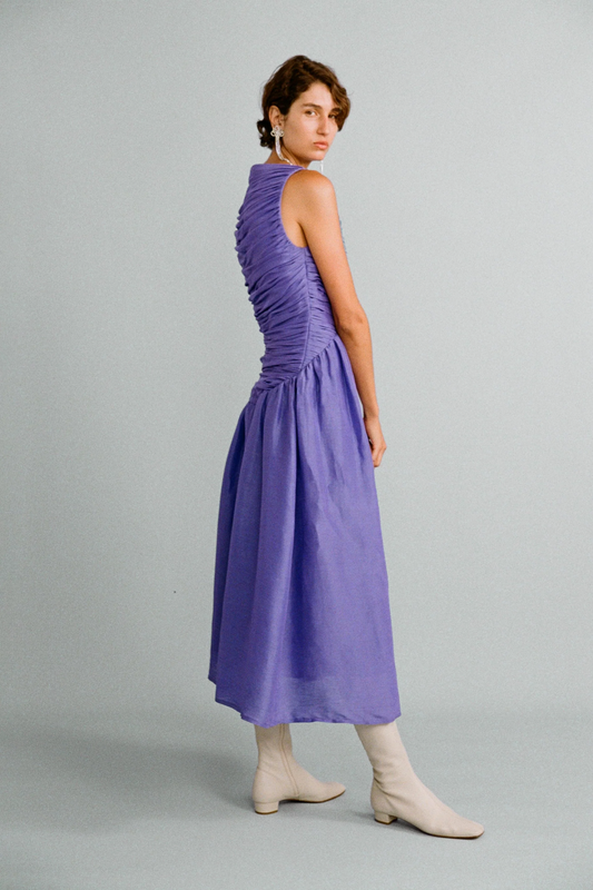 Val Dress Silk/Linen Iris