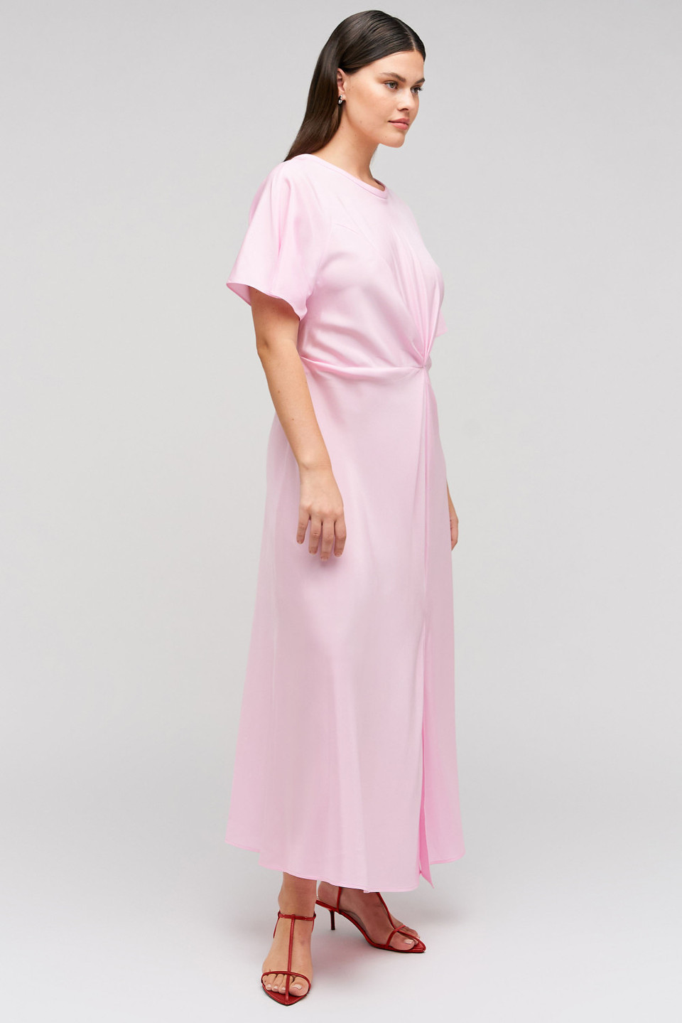 Drape Front Dress -  Pink Rose