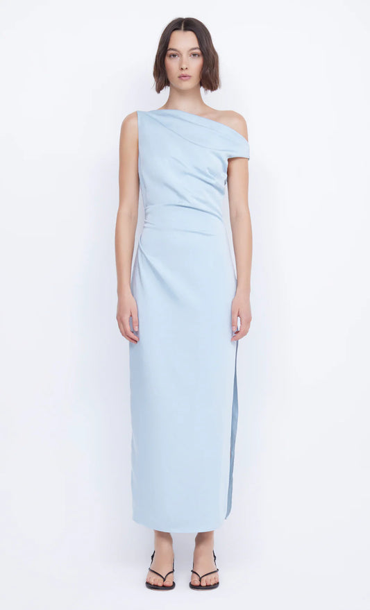 ROCHELLE ASYM MIDI DRESS - BLUE