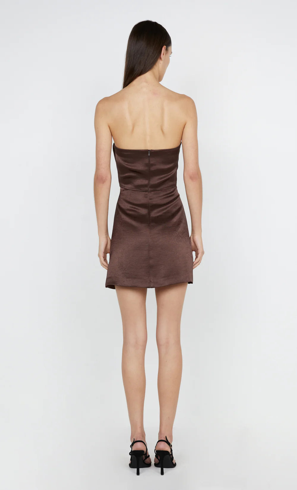 SYMONE STRAPLESS MINI DRESS - BROWN