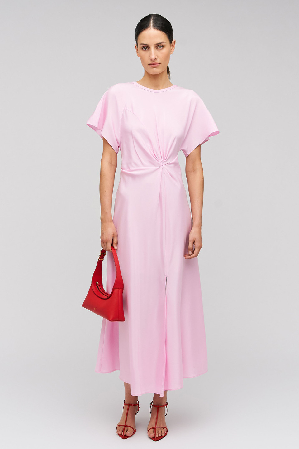 Drape Front Dress -  Pink Rose