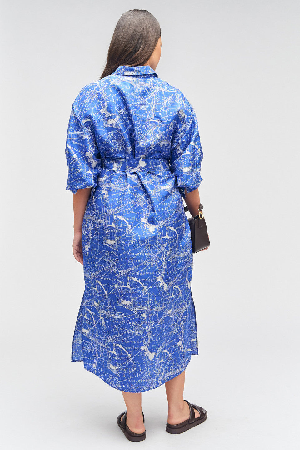 OROTON - MAP PRINT SHIRT DRESS - BLUE