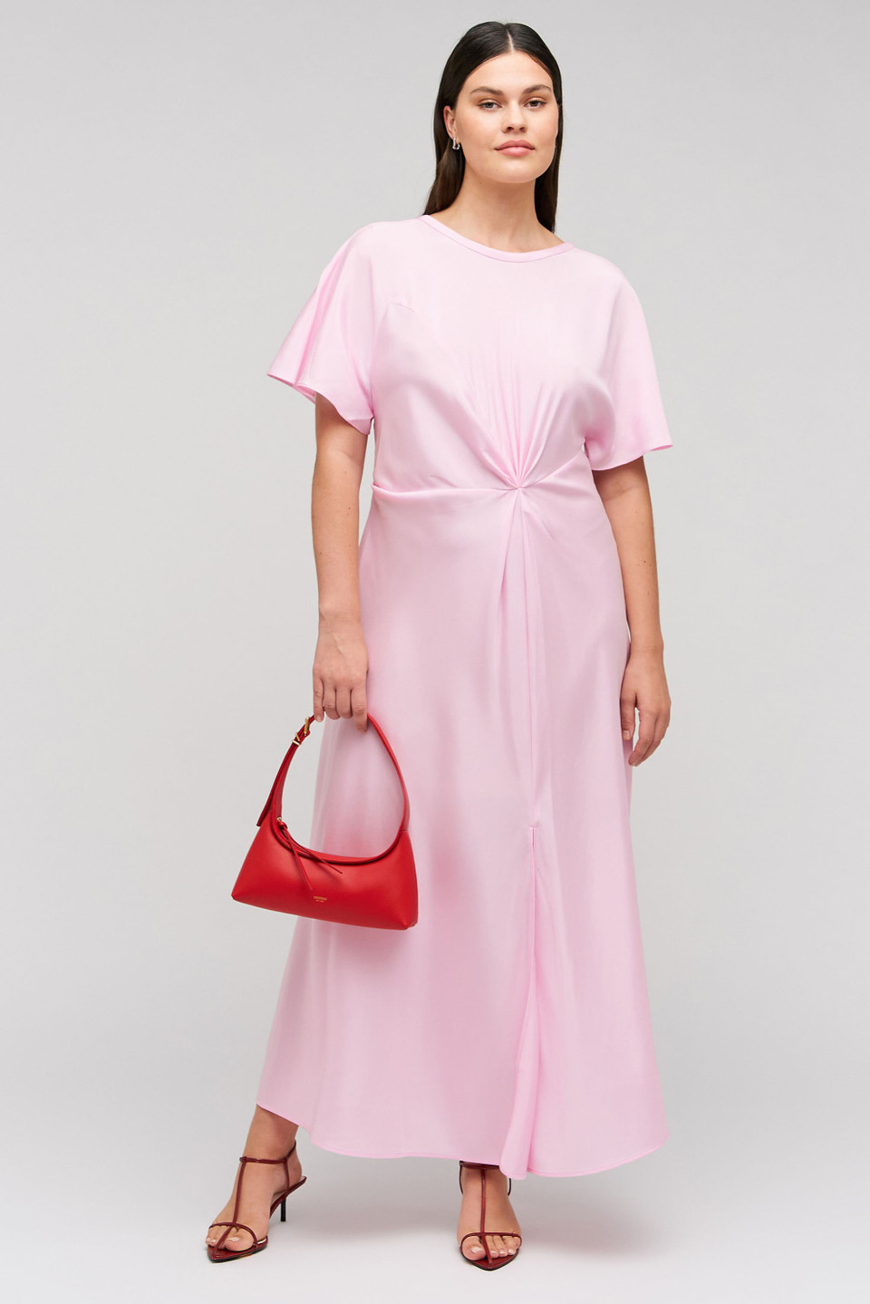 Drape Front Dress -  Pink Rose