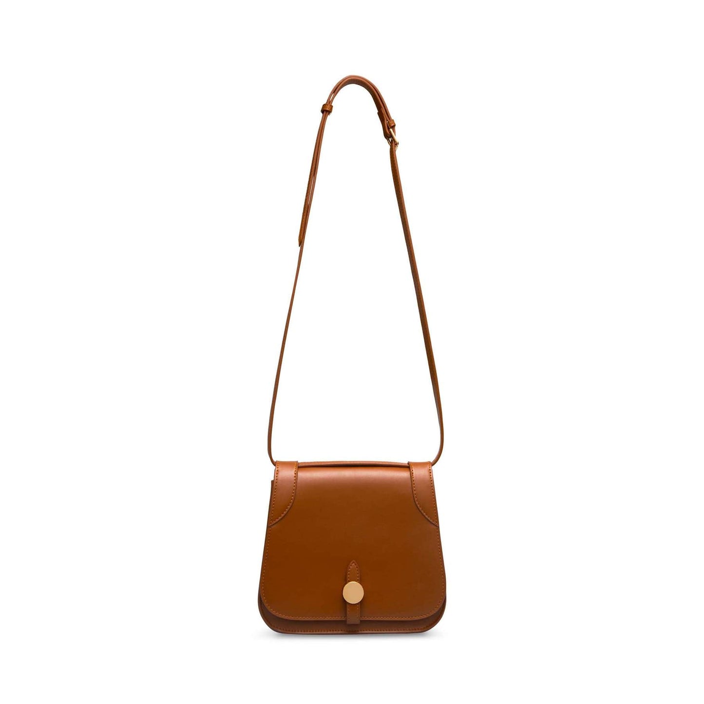 X NIHILO - SOLESTE LEATHER SHOULDER BAG -TAN Front view with strap