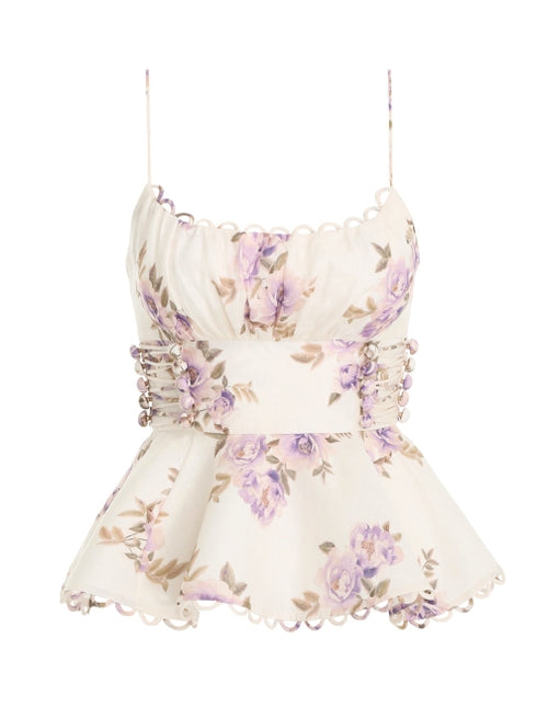  ZIMMERMANN - ROSA LACED PEPLUM TOP - FLORAL Product shot