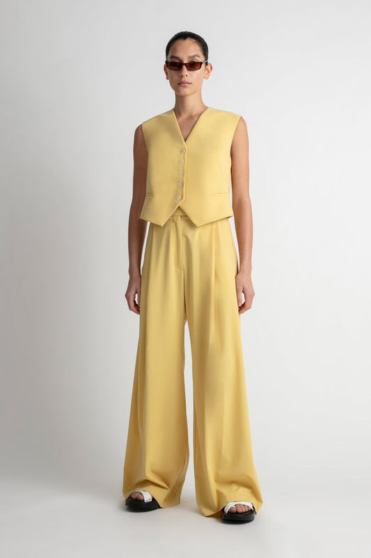 CAMILLA & MARC - LAINE WIDE LEG PANT AND VEST - YELLOW - PRELOVED