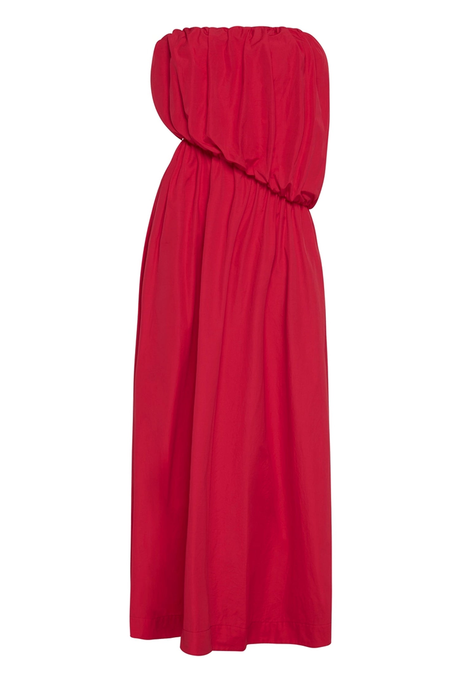 Product shot ESSE - STRAPLESS COTTON CUT OUT MIDI DRESS - RED