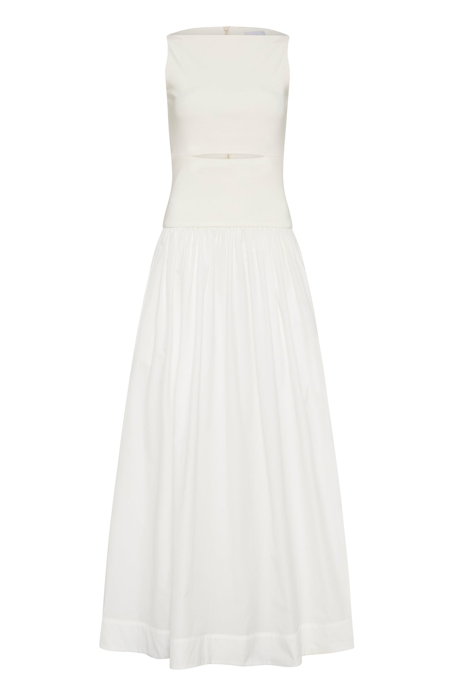 ESSE - SLEEVELESS SPLIT MAXI DRESS - WHITE Full length product shot