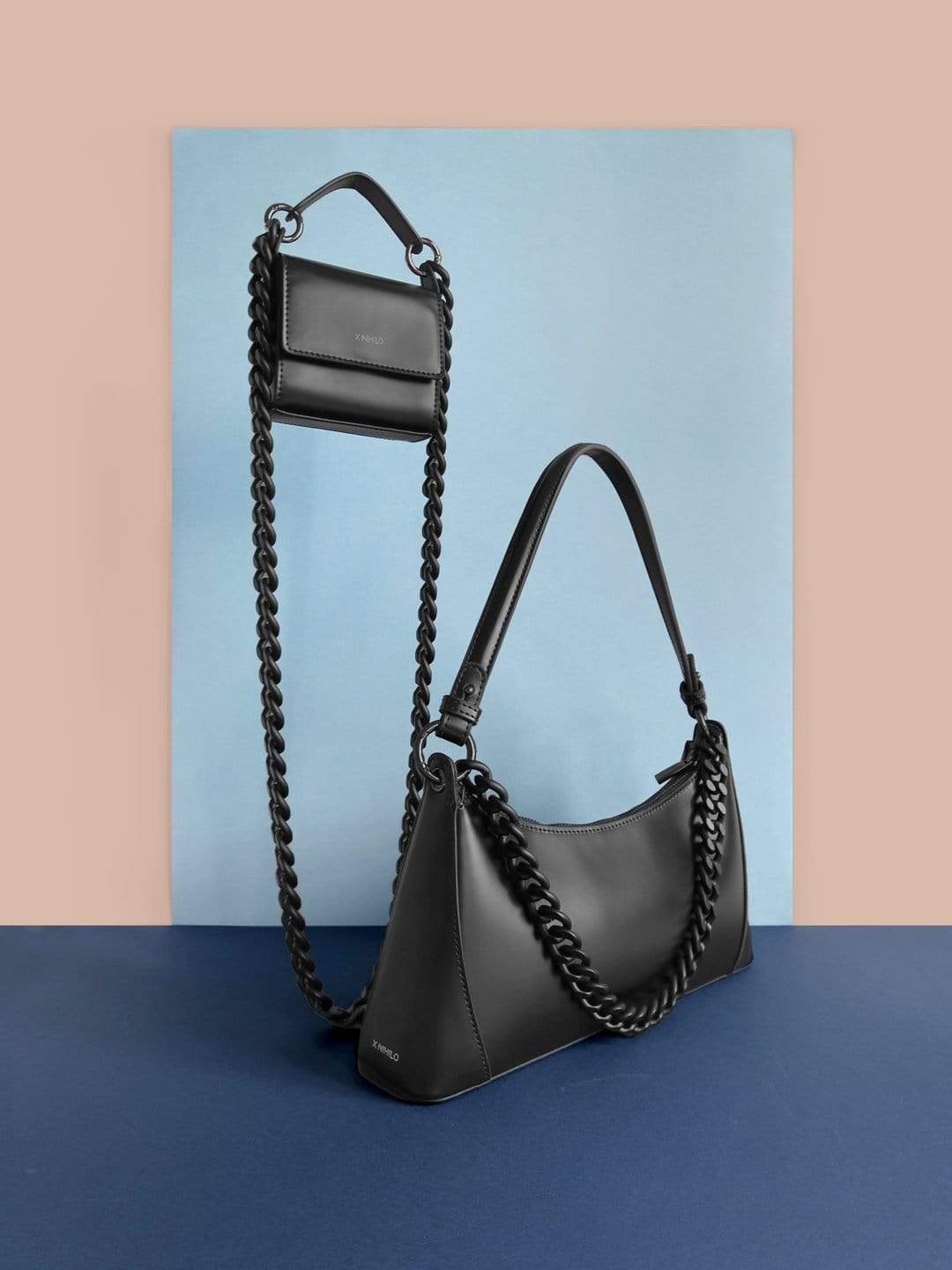 Black bags styled together