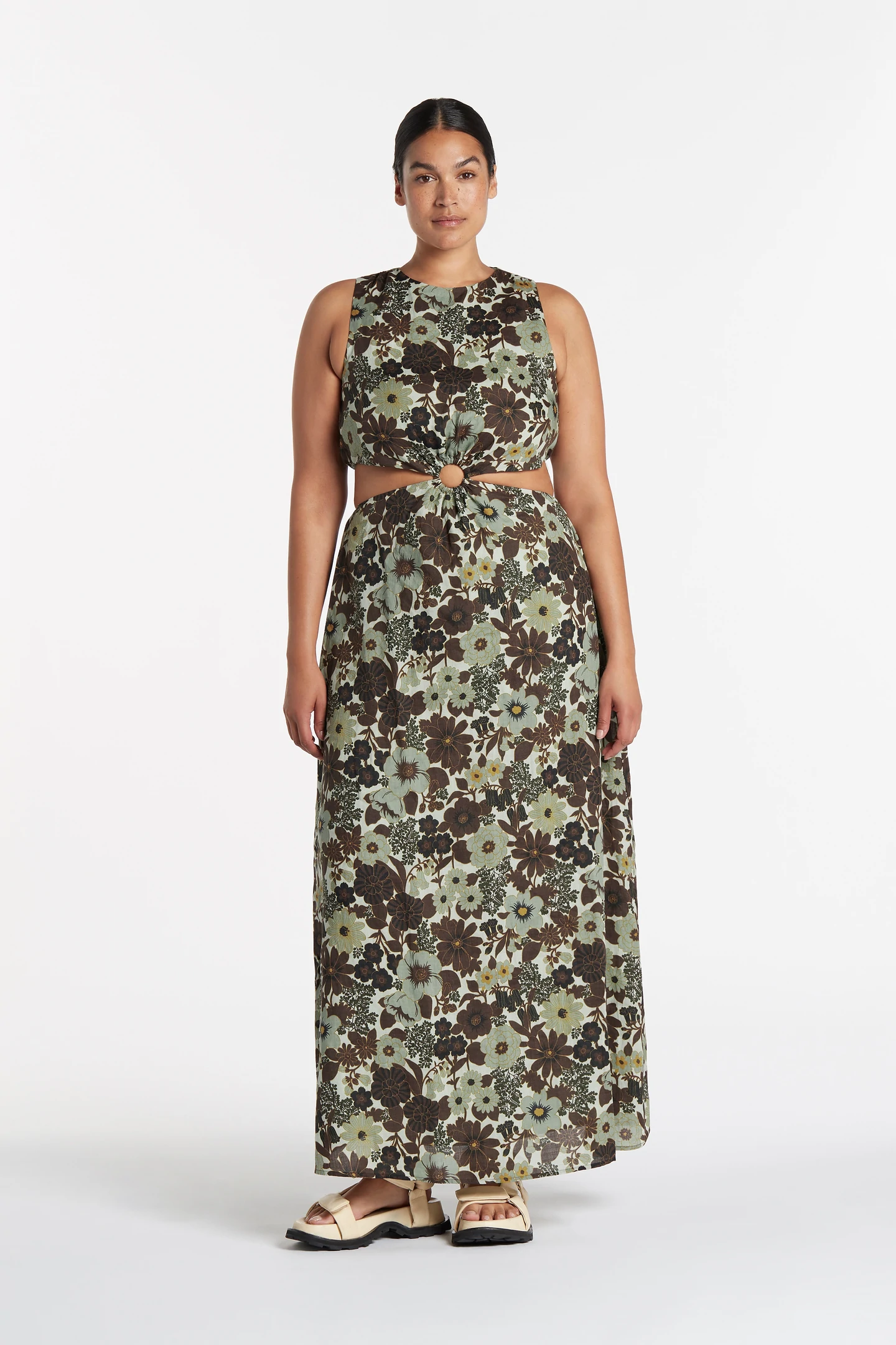 SIR. - CONSTANTINE CUT OUT MIDI DRESS - FLORAL - PRELOVED