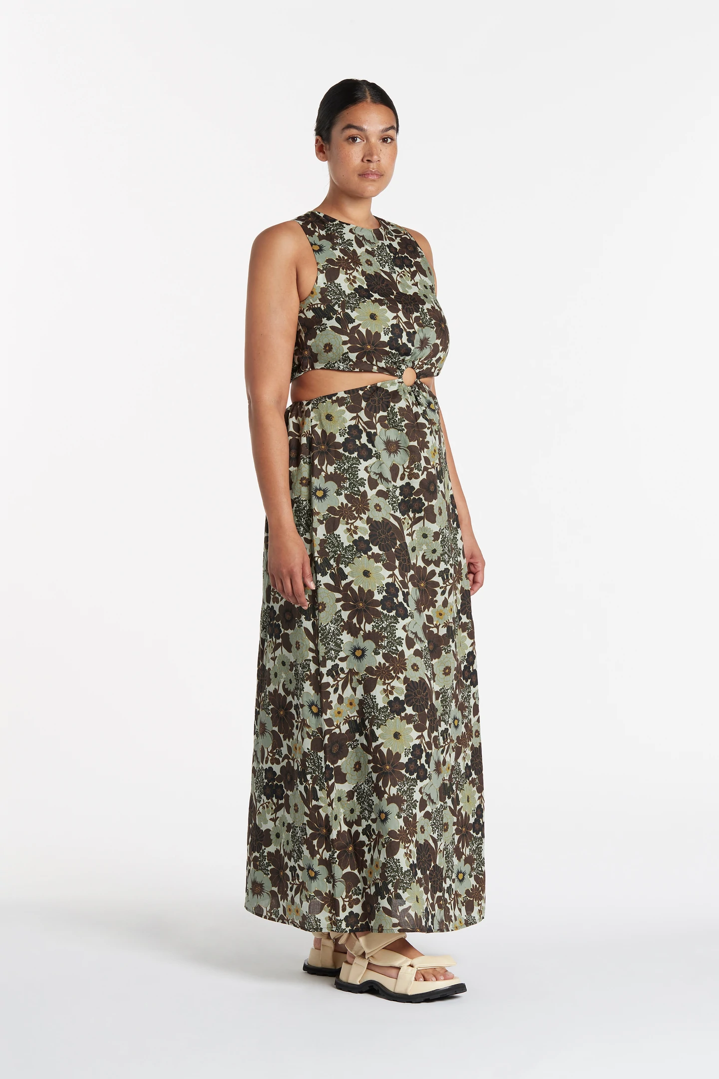SIR. - CONSTANTINE CUT OUT MIDI DRESS - FLORAL - PRELOVED