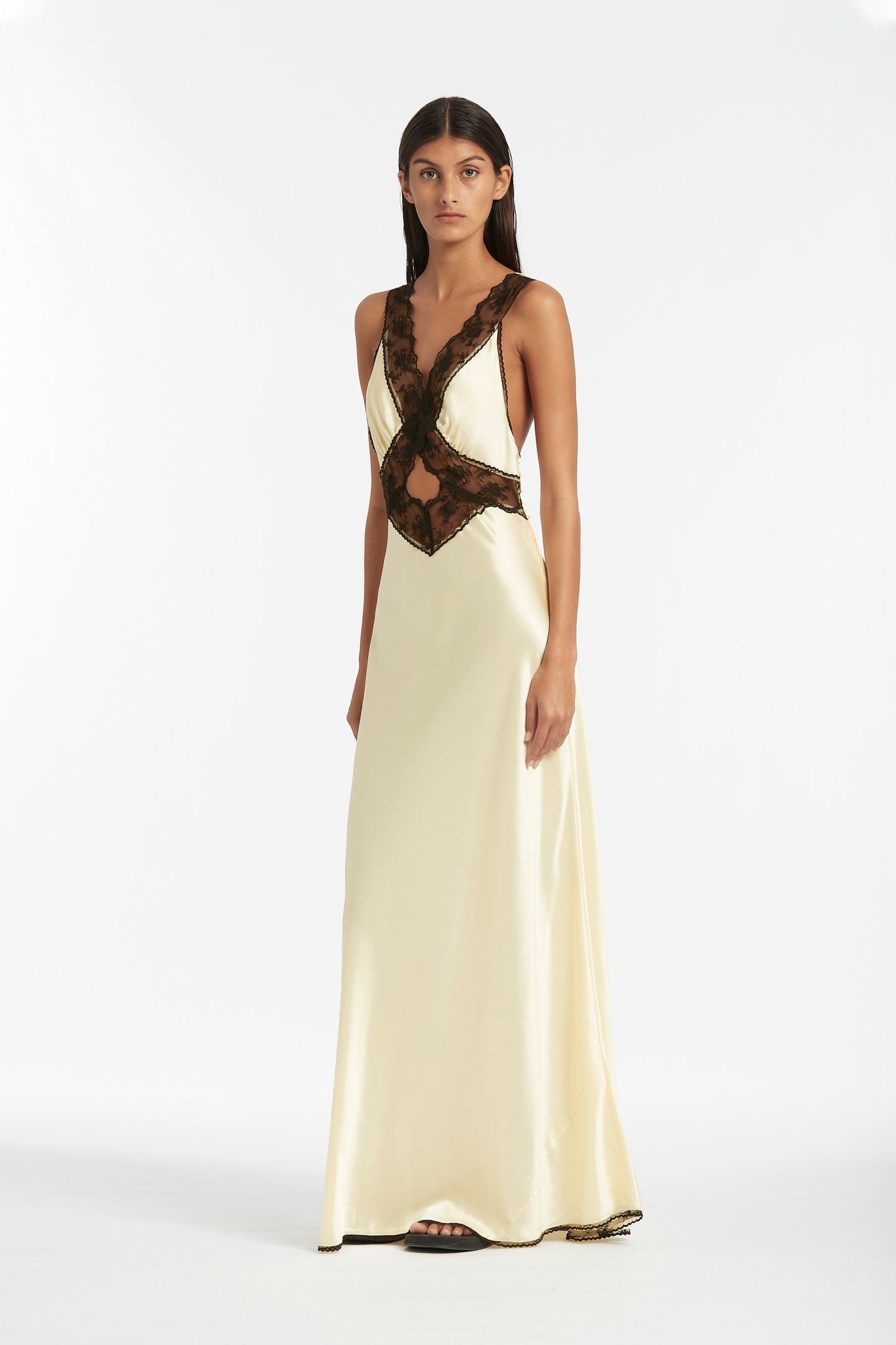 SIR - WILLA CUT OUT GOWN - WHITE Full length angle