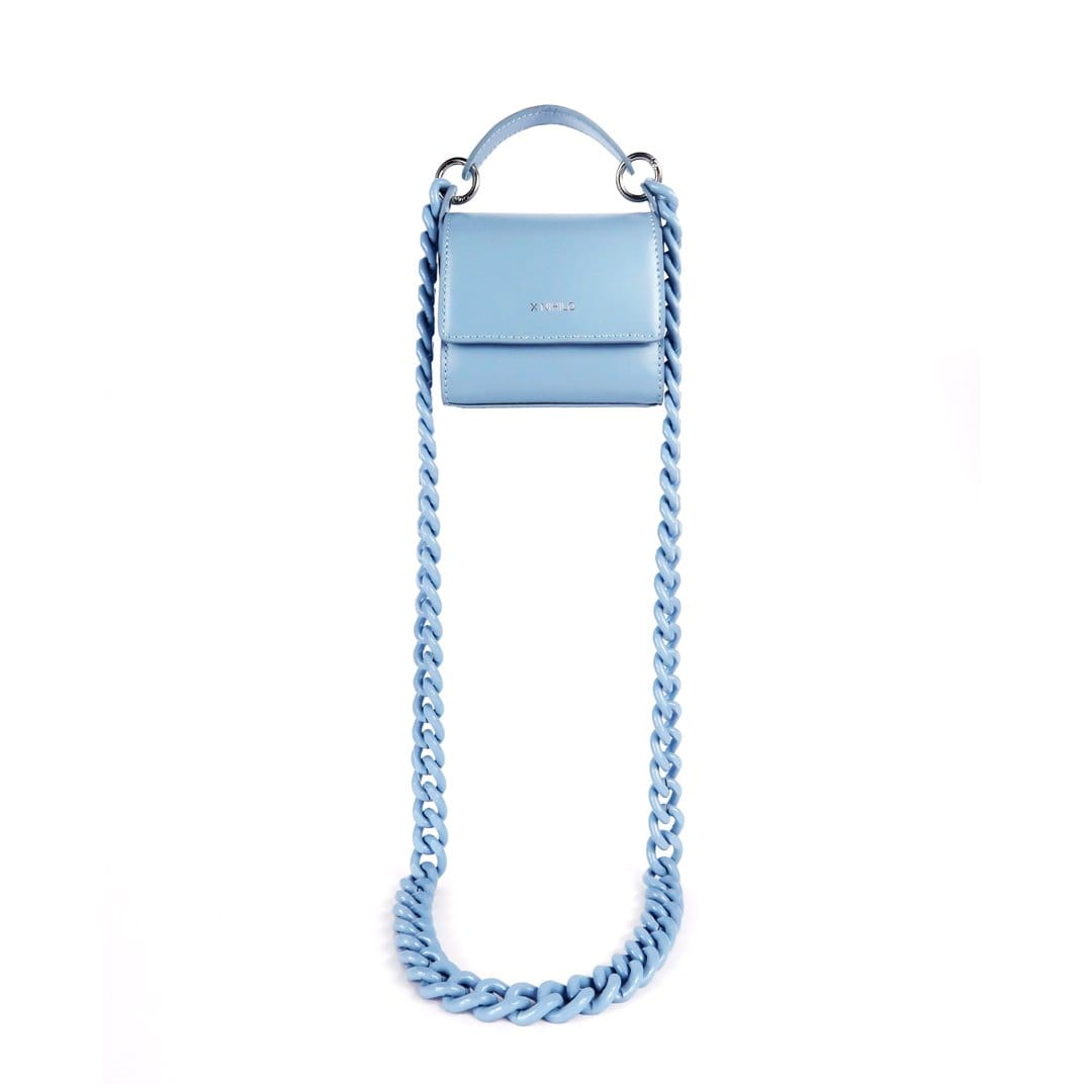 X NIHILO - TRANQUIL MINI LEATHER SHOULDER BAG - BLUE With long strap