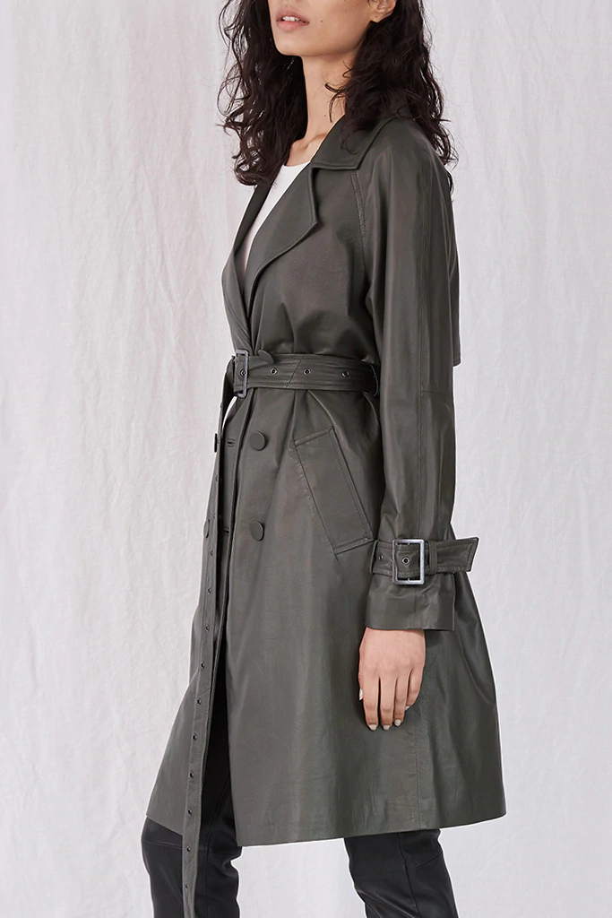 WEST 14TH - SOHO SLOUCH LEATHER TRENCH  LEATHER - GREEN