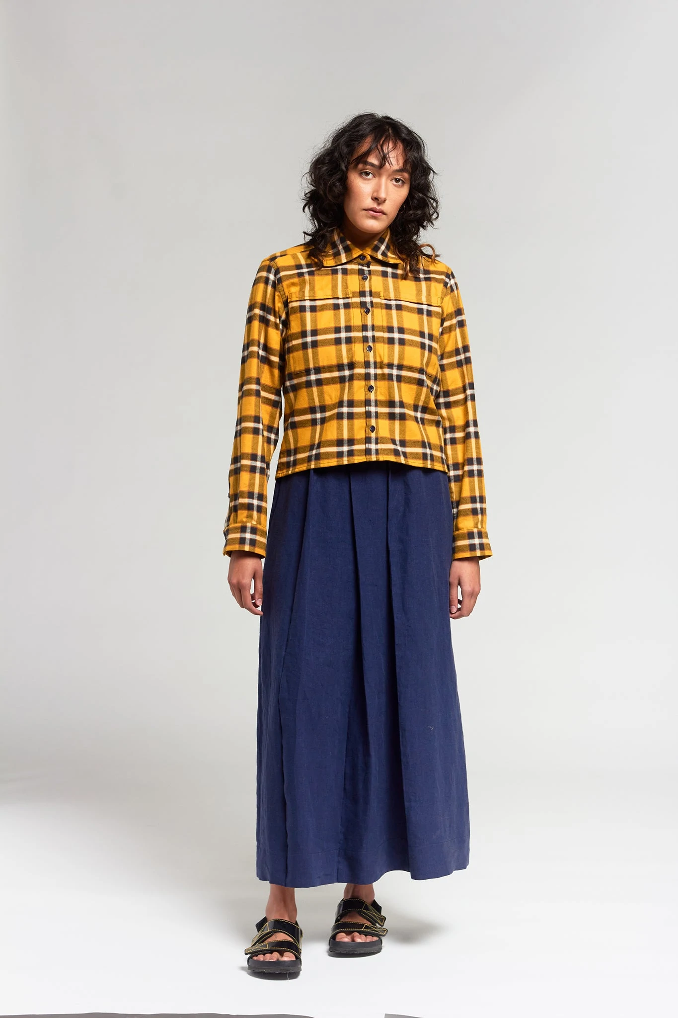 A.BCH - CROPPED FINE FLANNEL SHIRT A.46 - YELLOW